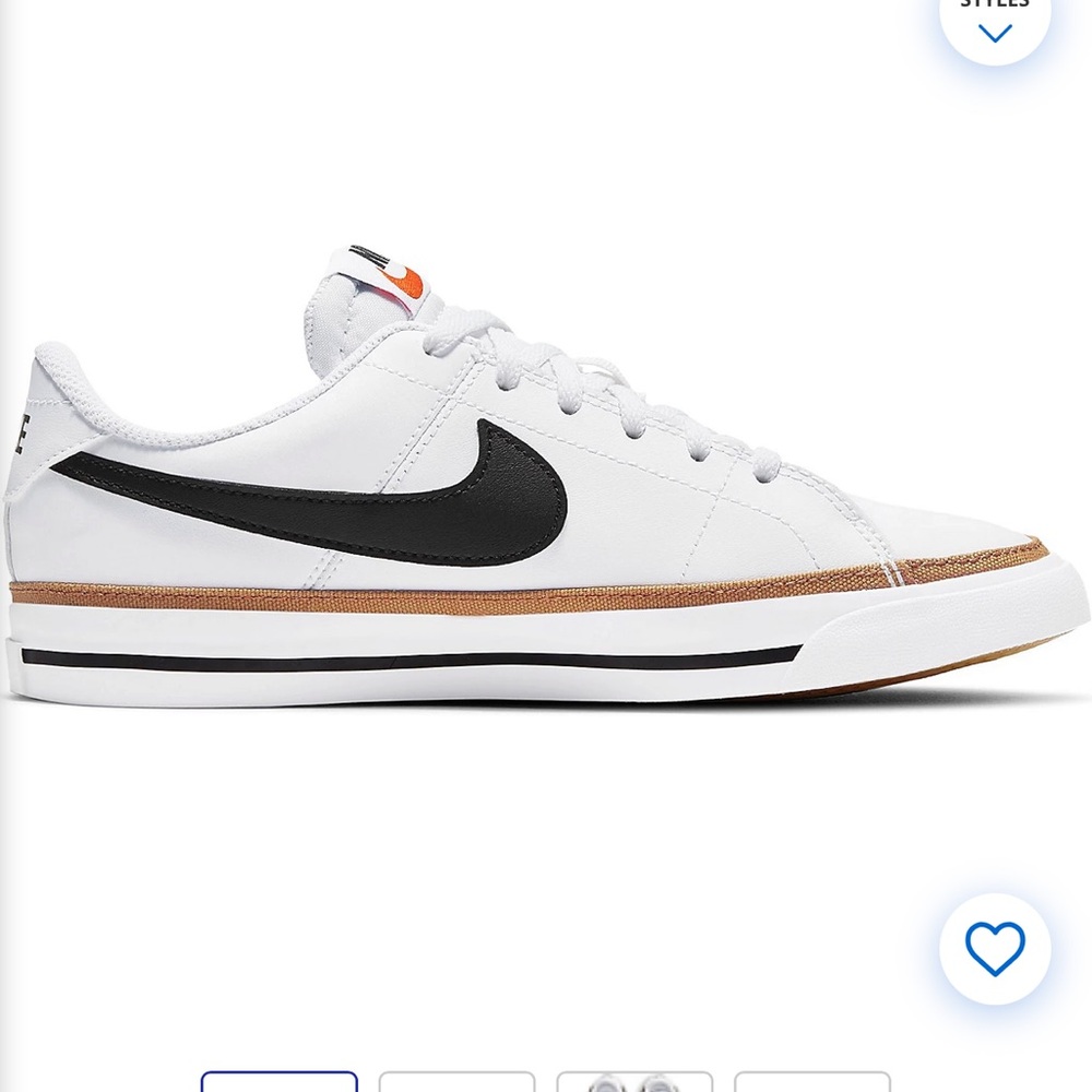 Nike Kids White and Black Sneakers with Tan Trim